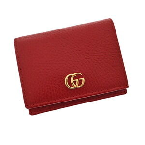 Gucci Bifold Compact Wallet Leather Red GG Petite